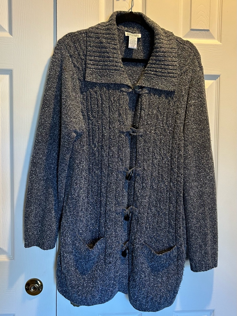 Vintage Northern Reflections cotton blend Heather Navy Toggle Cardigan - Large